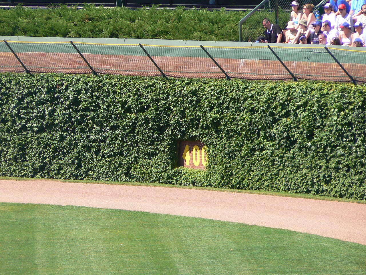 Ivy on the outfield wall at Wrigley Field